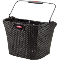 Vorderradkorb KLICKFIX STRUCTURA Schwarz Breit Geflochten